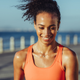 woman running with sweaty face